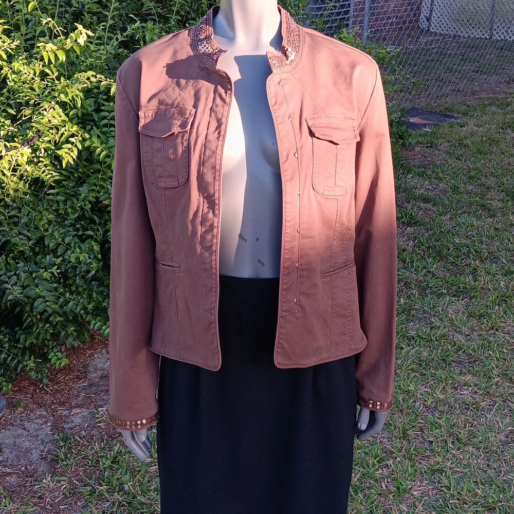 Apt 9 Ladies Army Green Military-Style Jacket W/B… - image 7